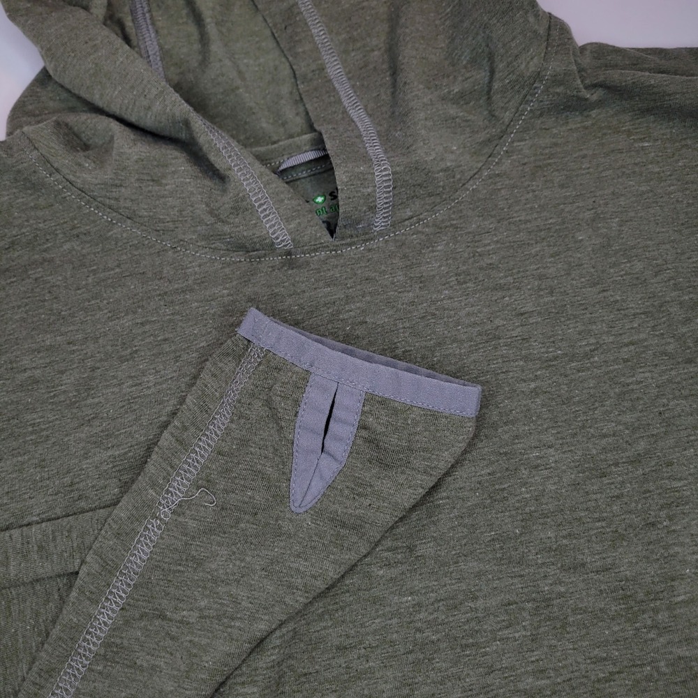 LL Bean Hoodie Kids L 14-16 Green Excellent Insect Shield Thumbhole Pullover